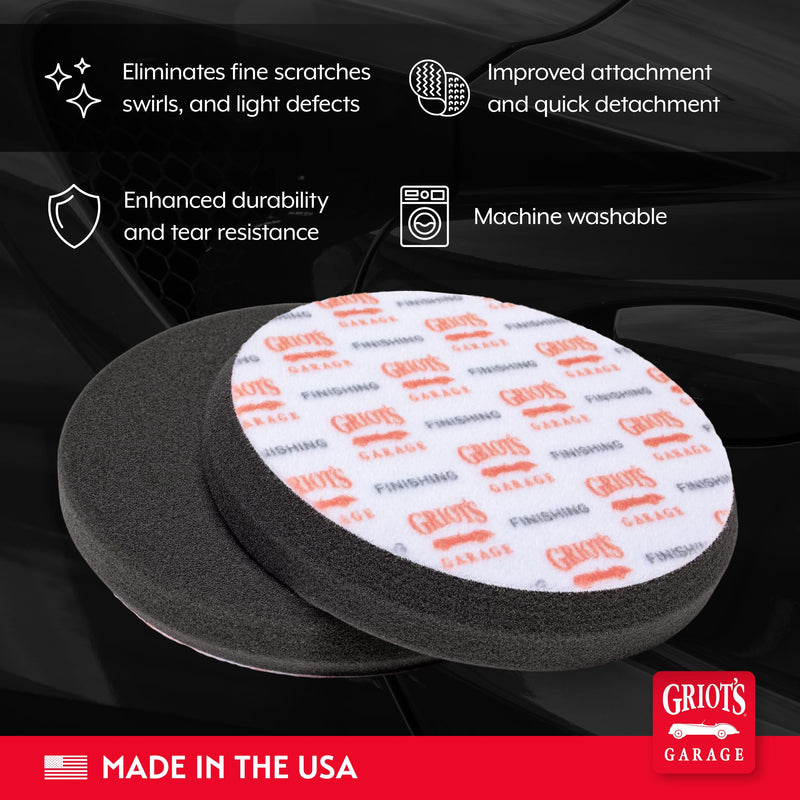 Griot's Garage 6.5" Black Foam Finishing Pads for Car Polishing and Detailing, Buffing Pads for Paint Correction and Sealant Application, 10619, Set of 2 6.5" (Set of 2)