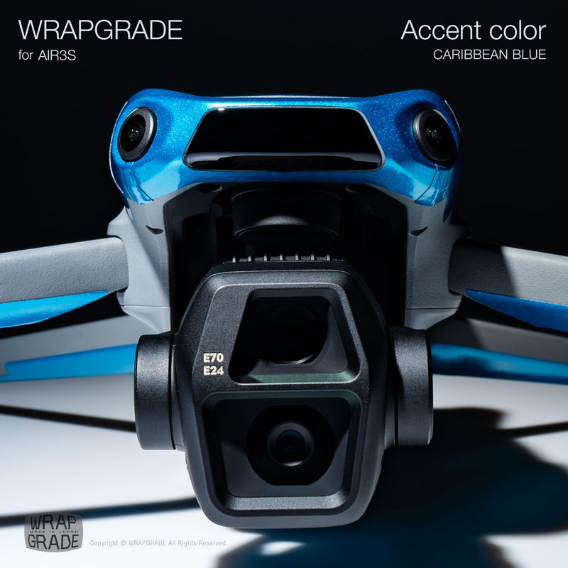 WRAPGRADE Skin Sticker for DJI Air 3S Accent Color Sticker (Caribbean Blue) Caribbean Blue