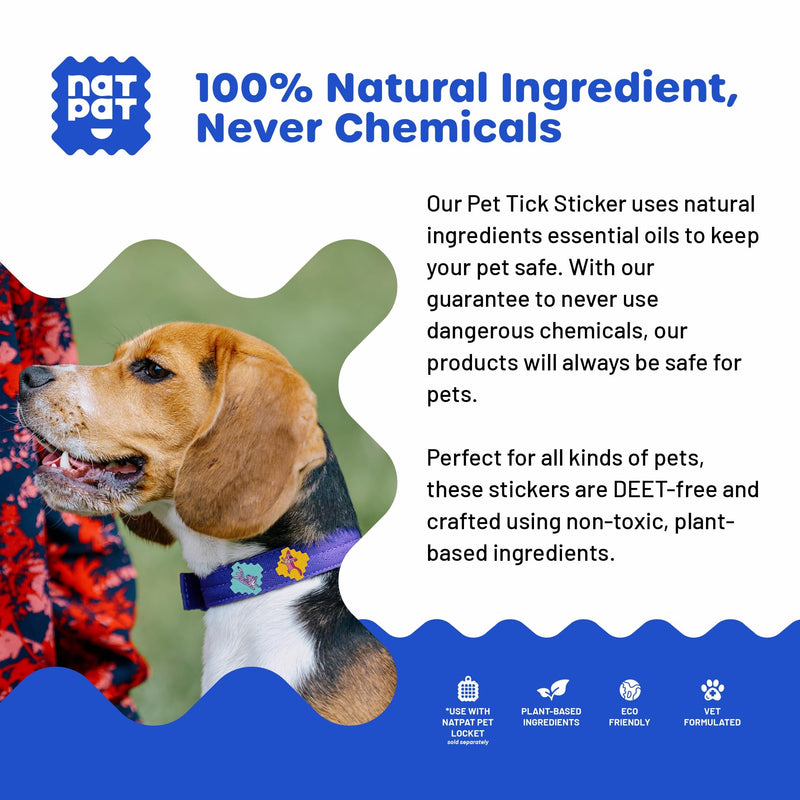 NATPAT Outdoor Pet Patches for Dogs & Cats | Plant Based Essential Oils | Safe for Pets | Non-Toxic, Easy to Apply - 48 Patches - Locket Sold Separately