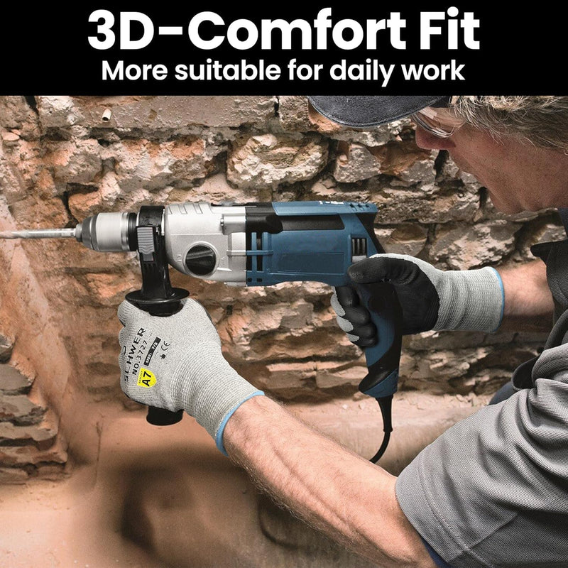 3 Pairs High Level Cut Resistant Work Gloves for High Risk Work, ANSI A7 Cutting Gloves with Reinforced Thumb, Used for WoodWorking, Construction, Non Slip, Durable, Breathable & Cool, XXL, PR3727 3 Pairs XX-Large Grey