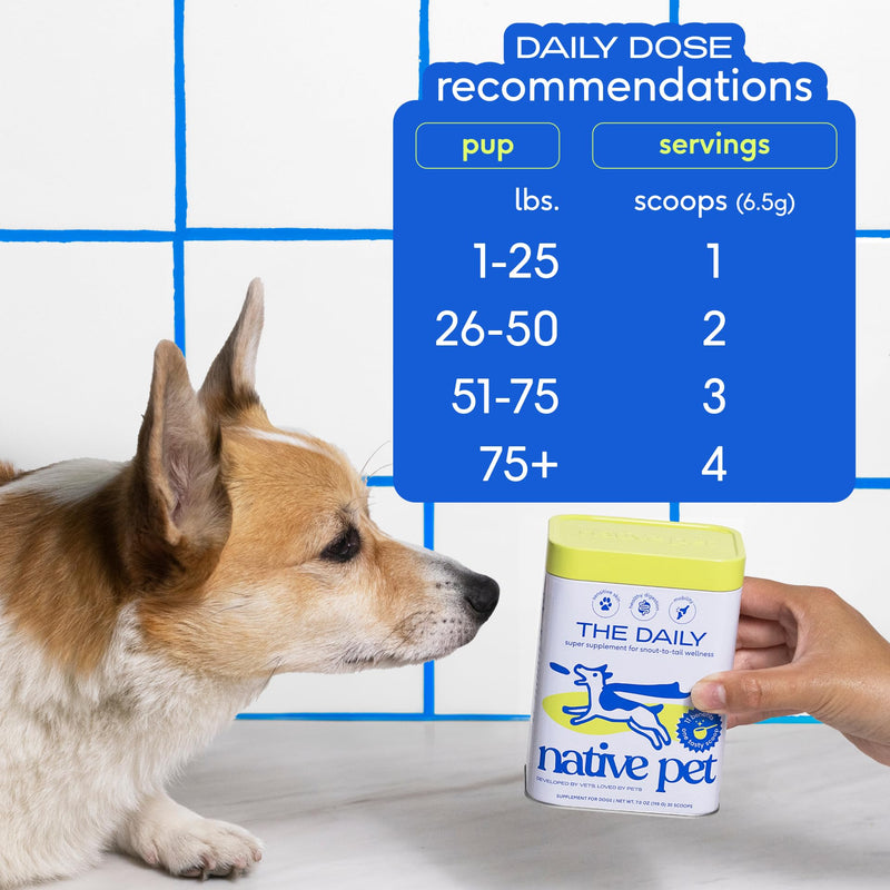 Native Pet The Daily Dog Supplement - 11 in 1 Dog Multivitamin - Tasty Scoop with Dog Vitamins and Supplements - Super Multi Vitamin for Dog - 12 Active Ingredients (7 oz.) 7 oz. - PawsPlanet Australia