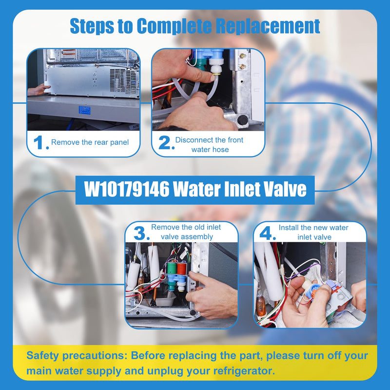 W10179146, WPW10179146 Water Inlet Valve Compatible with whirlpool, kenmore, maytag, amana, kitchen aid and ikea Refrigerator(not all models), Replacement: W10155357, 1546655, AP6016381, PS11749668 single valve
