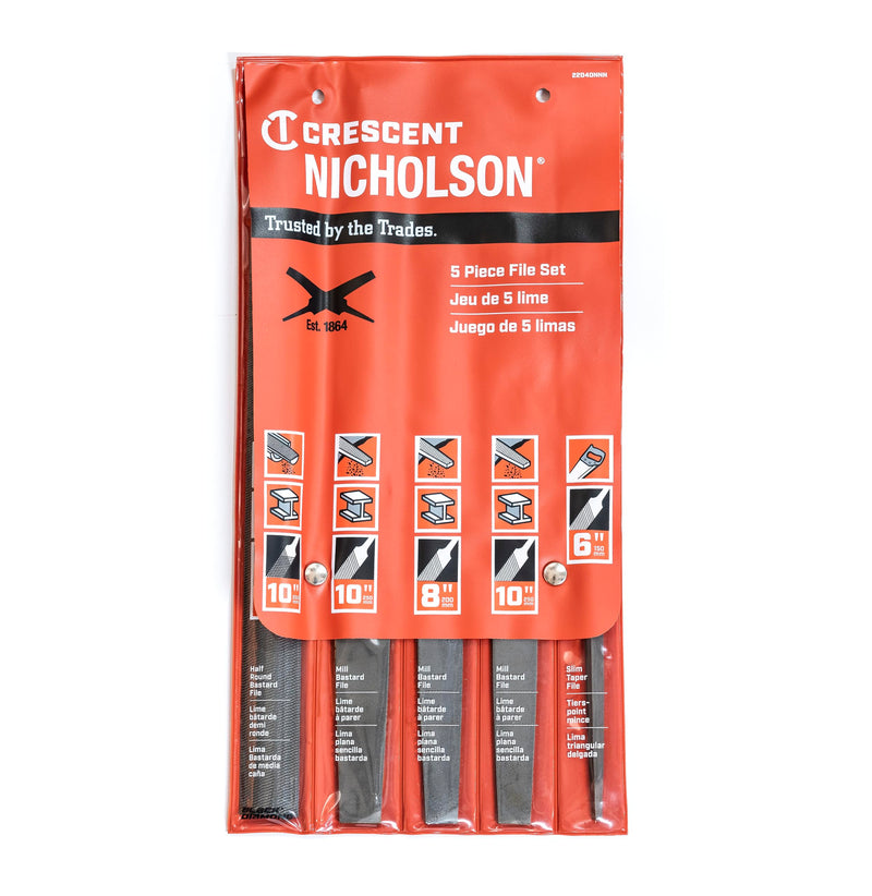 Nicholson 5 Pc 6", 8"& 10" General Purpose File Set - 22040NNN, Multi, One Size 5 Pc. General Purpose File Set - NewNest Australia