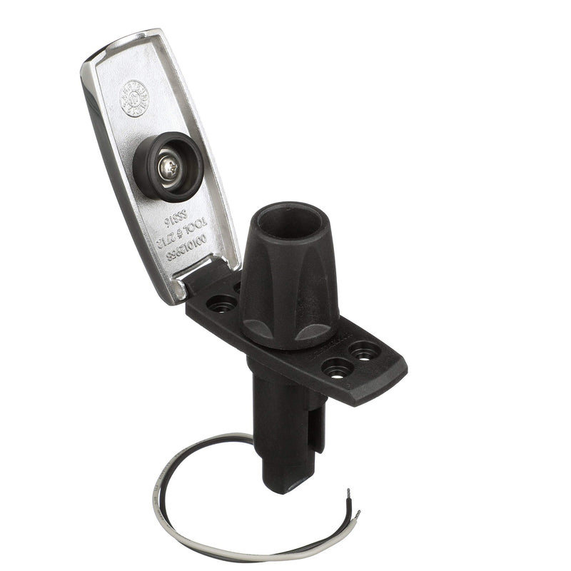 Attwood 910V2SS-7 LightArmor™ 910V Series Rectangle Plug-in Light Base — for All-Around Pole Light, 2-Pin, Black Stainless Cover One size
