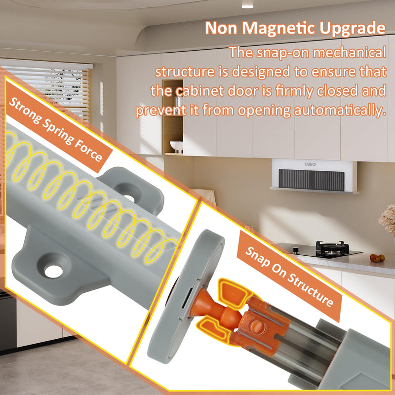 Push to Open Door Latch,2 Pack Non-Magnetic Heavy Duty Push Latch for Hidden Door Push Release Drawer Pull Touch Lock Tip On RV Closet Close Strong Pop Out,Push to Open Cabinet Hardware 2 Gray