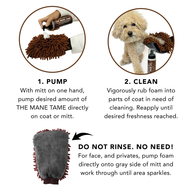 Pride and Groom THE MITT KIT: A Waterless Bath for Your Dog - Foaming Dry Shampoo and a Pet Sensitive Glove for a Rinse Free Cleanse and to Eliminate Odor - PawsPlanet Australia