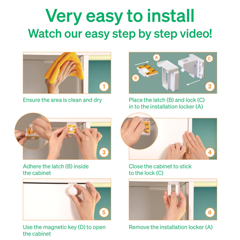 Easy Installation Magnetic Child Safety Cabinet Locks by LoveNoobs™, 20 Locks + 4 Keys, Keep Your Little Ones Safe with Easy-to-Install, Secure Baby Proofing for Cabinets and Drawers