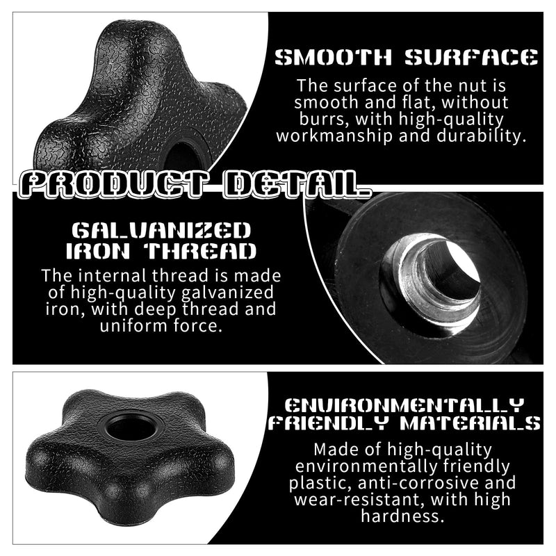10 Pcs 5/16" 18 Female Thread 5 Star Knobs, Plastic T Knobs, Clamping Knobs for T Track Bolts Jig Knobs Thumb Screw Threaded Knobs Hardware Nuts Accessories for Woodworking Jigs & Fixtures