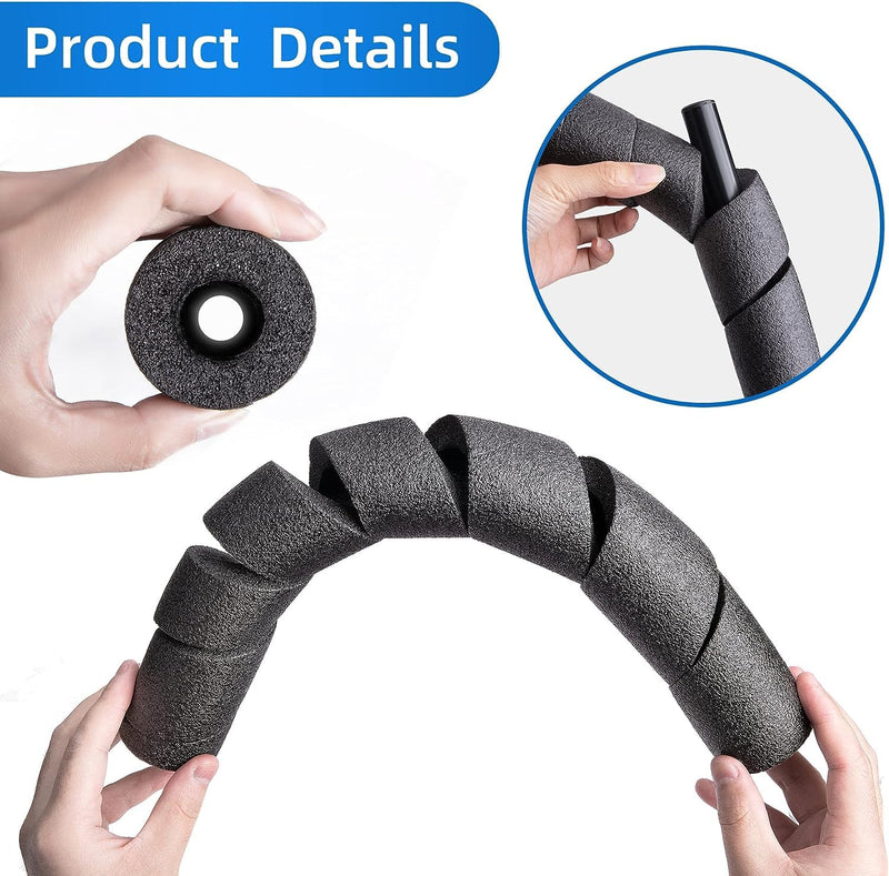 2 Pack Pipe Insulation Foam Tube, 15.7 Inches Black Pool Noodles Foam, Multi-Purpose Snake Pipe Wrap Protection for Outdoor Indoor Swimming Pool Handle and Winter Water Pipes 2 PCS