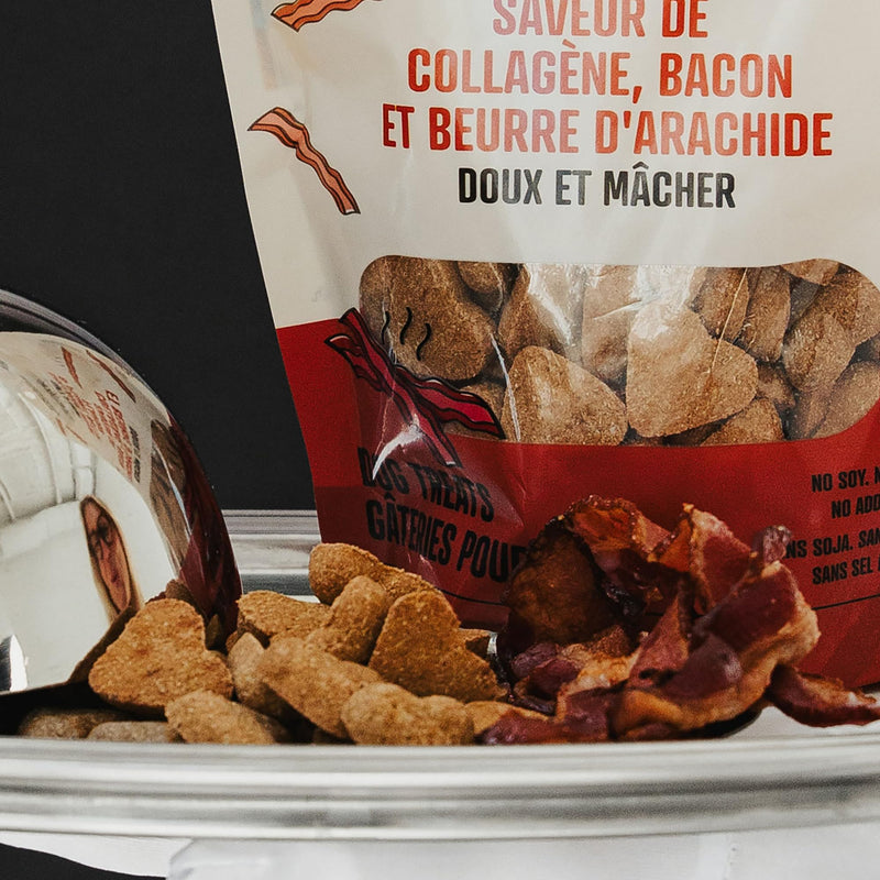 Dexypaws: Soft & Chewy - Collagen, Bacon & Peanut Butter - 8oz, Dog Treats, Joint Support, Skin & Coat Health, Pet Snack, Training & Reward Bites