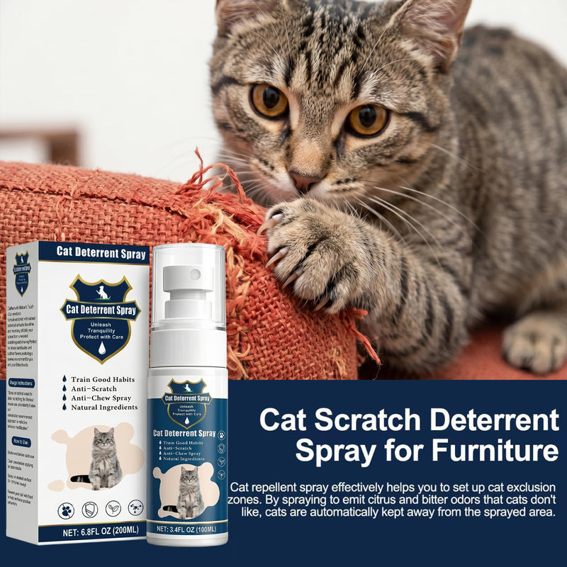 2 Bottles Cat Deterrent Spray – Stop Scratching & Chewing Without Stress, Natural Non-Toxic Training Spray for Cats & Kittens, Indoor Outdoor Furniture & Carpet Protector (Blue) Blue