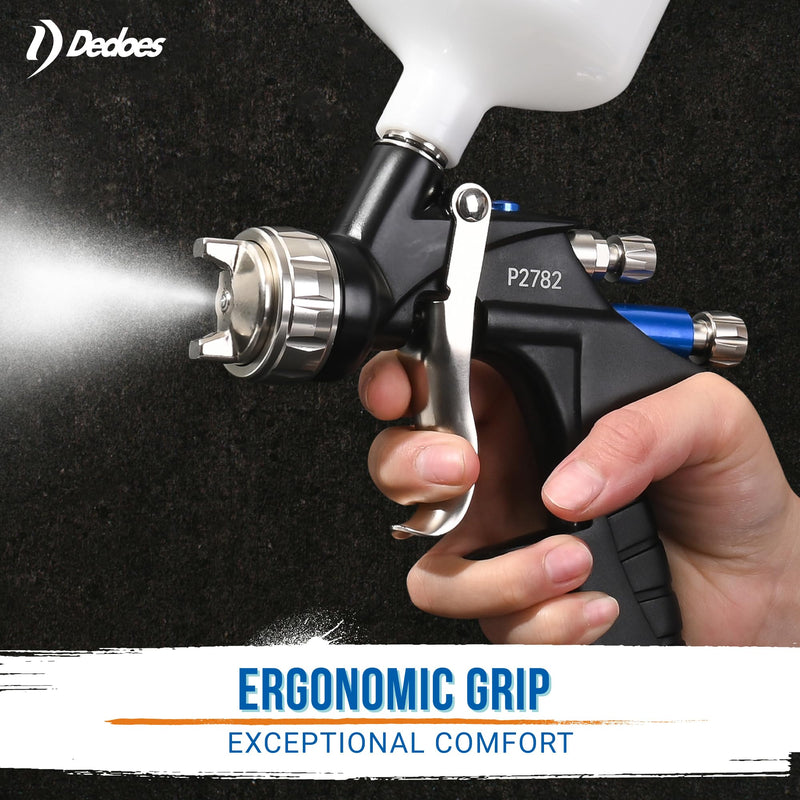 Dedoes - 1.3 mm HVLP Spray Gun with 600 ml Plastic Cup - Easy Painting Tools - Professional Grade Paint Sprayer for Indoor or Outdoor Applications - Consistent Finish - Innovative Paint Supplies 175-225 mm Pattern Width