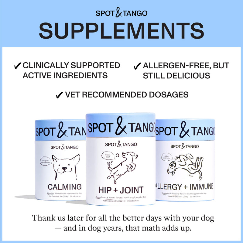 Spot & Tango Allergy + Immune Supplement for Dogs - Vet-Approved For Itchy Skin & Allergy Relief - Wild Alaskan Salmon Oil, Omega-3, Primrose Oil, Biotin - Real Strawberry & Blueberry Flavor, 56 Count - PawsPlanet Australia