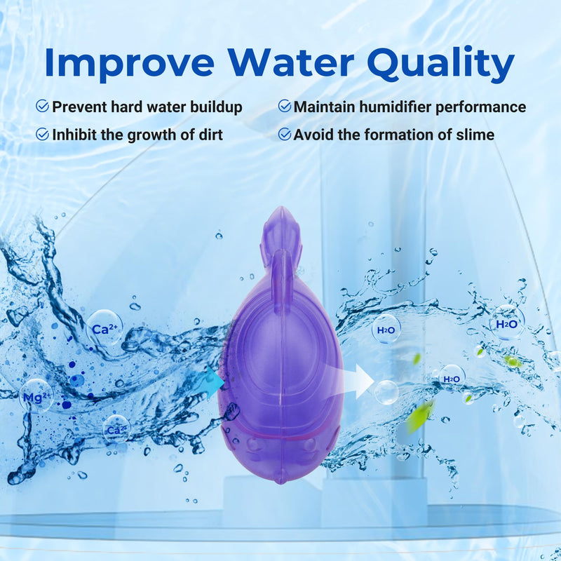 Funmit 12 Pack Universal Humidifier Cleaner Fish Compatible with Almost All Humidifiers and Fish Tanks, Purifies Water, Prevents Hard Water Build-Up, Reduces Scale, Purple