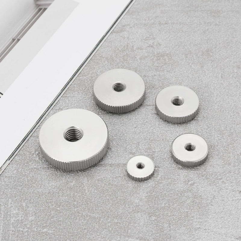 10Pcs 304 Stainless Steel Knurled Thumb Nuts M3 M4 M5 M6 M8 Thin Type Knurled Nut Replacement Part Hand Grip Low Type Knob Nut, DIN 467