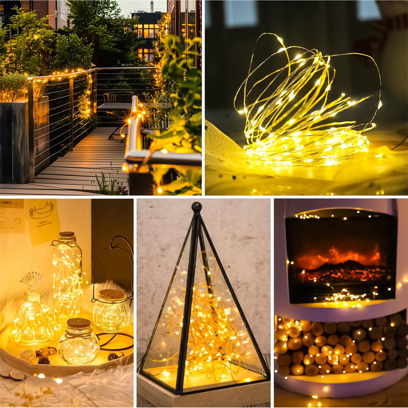 1/2/4 Pack Fairy Lights Battery Operated (Included), 8 Modes & Auto Timer, Warm White 16FT 50Led Mini Twinkle Silver Wire Lights Mason Jar Lights, Waterproof Starry Firefly Lights for Parties 1 Pack