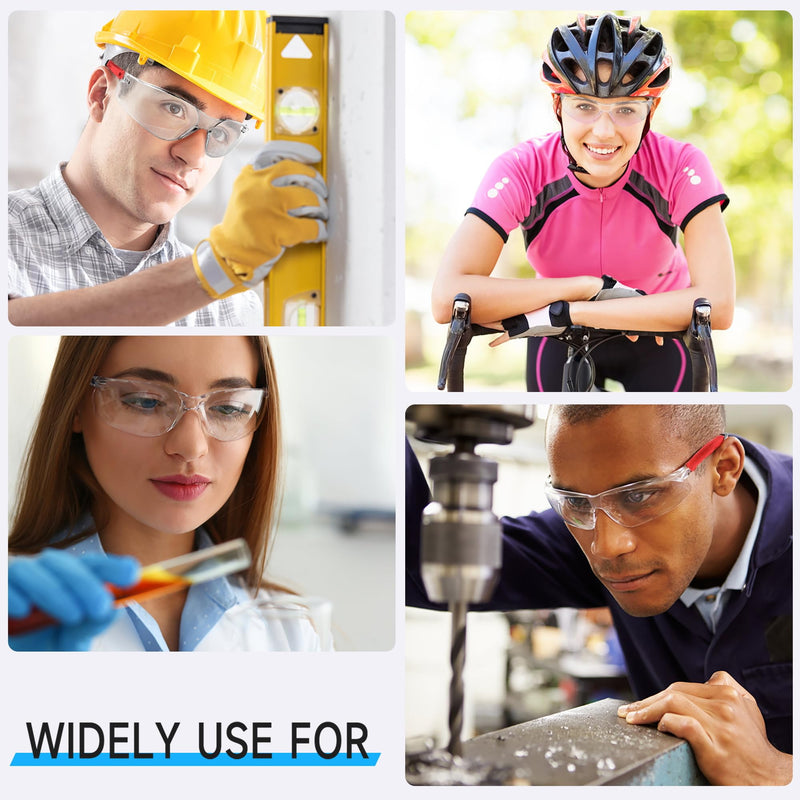 Safety Glasses for Men Women ANSI Z87.1 Safety Glasses Bulk Protective Eyewear Scratch-Resistant 30pcs-118-red Leg