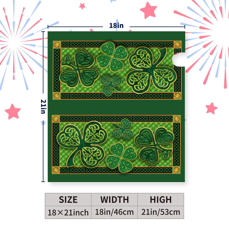 St Patrick Day Mailbox Covers Magnetic Standard Size Green Shamrocks Good Luck Four Leaf Clover Mailbox Wraps Happy St. Patrick's Day Mailbox Post Cover Waterproof Mailbox Decor 21x18 Inch 21x18inch St Patrick Shamrocks Mailbox Cover