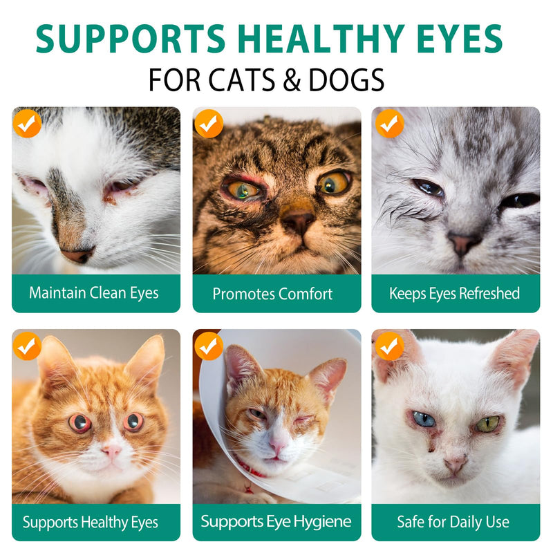 Eye Drops for Dogs and Cats - Safe to Lick, Itchy Eyes Relief & Redness Reduction, Non-Antibiotic Daily Care for Tear Stain Removal, Pet Eye Wash Vet-Formulated with Oat Glucan, 3.38 oz
