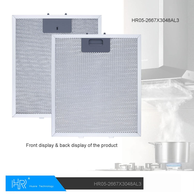 Upgraded W10169961A Range Hood Filter Replacement, Fits Whirlpool, Ikea, Kitchen Aid, Jenn Air, Aluminum Mesh Hood Grease Filter 10.5x12Inch, HR Huare Technology Aluminum Range Hood Vent Filters,2PCS 2PCS