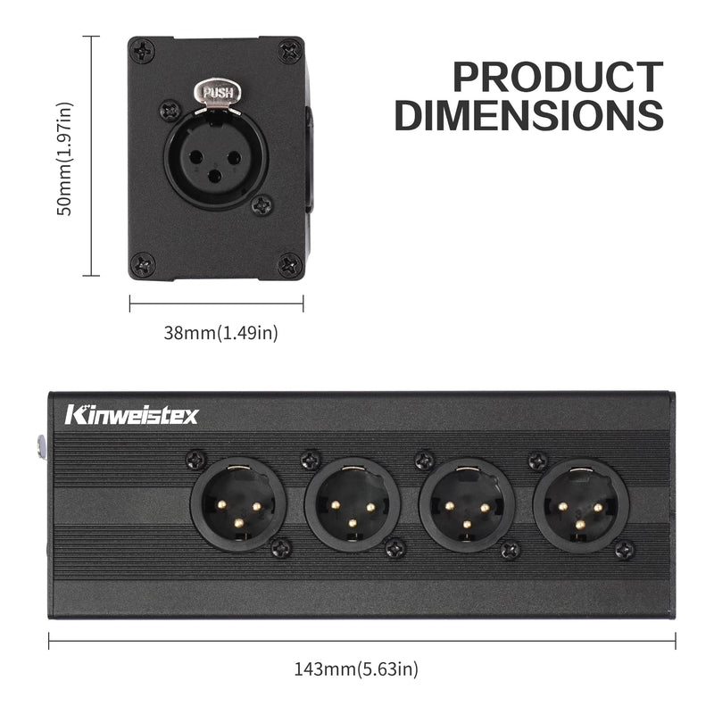 XLR 1 Female to 4 Male Audio Y Splitter Balanced 3-Pin XLR Splitter Box for Mixers Mics