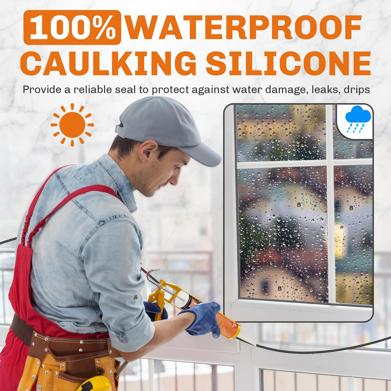 WELLUCK Black Silicone Caulk, 100% Waterproof Silicone Sealant Adhesive Caulking,for RV, Kitchen,Bathroom, Window, Door, Glass,10.2FL.OZ/300ML（1 Pack） 1