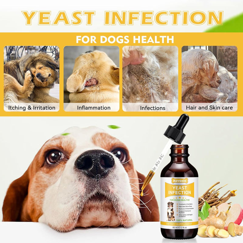 Natural Yeast Infection Treatment for Dogs • Itch Relief • Dog Allergy Relief • Inflammation Relief • Dog Ear Infection • Yeast Infection Treatment for Dogs • Dog Ear Infection Treatment • 2 Oz 2 Fl Oz