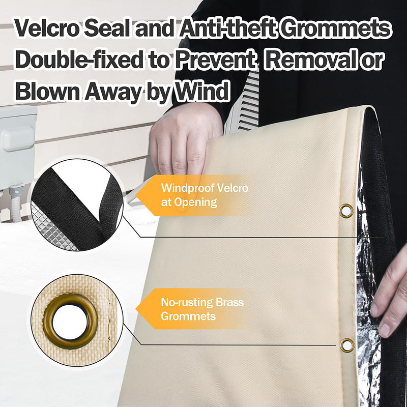 Backflow Preventer Insulation Cover (5°F) - Backflow Insulation Cover - Backflow Valve Cover Insulated - Sprinkler Valve Cover - Insulated Well Pump Cover for Outside, 16" W x 20" H, Beige 16"W x 20"H
