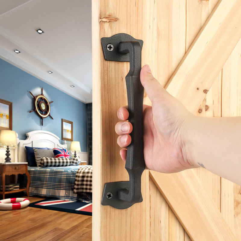 Sliding Barn Door Handles, 10 Inch Heavy Duty Rustic Design Barn Pull Handle, for DIY Sliding Barn Door, Gate, Shed, Garage | Square Solid Metal Material, Matte Black Powder Coated Finish 10 Inch Barn Door Handles Matte Black