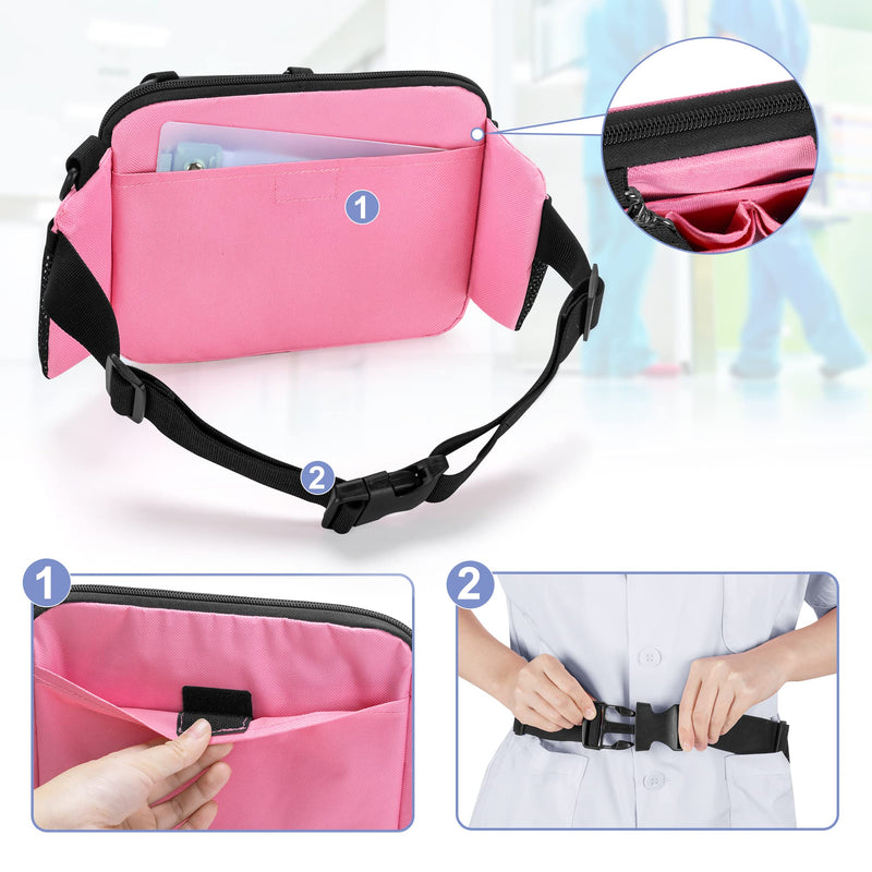 Damero Nurse Fanny Pack with Multi-Compartment, Nurse Tool Belt Utility Nurse Waist Bag with Medical Gear Pockets and Tape holder for Stethoscope, Bandage Scissors or Other Medical Supplies, Pink