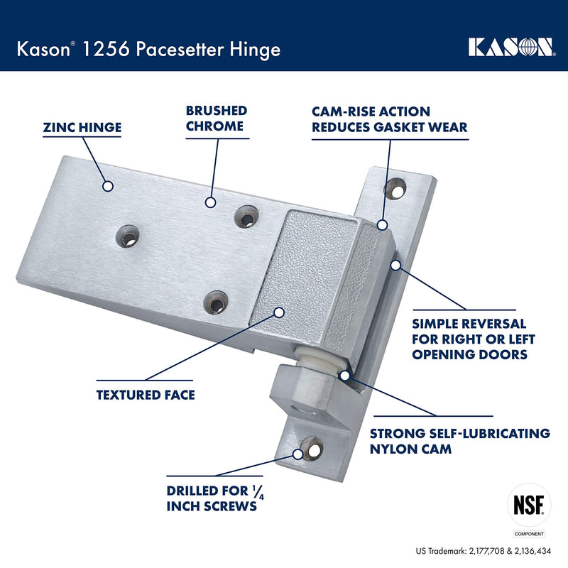 Kason 1256-000004 Hinge, Textured Brush Chrome
