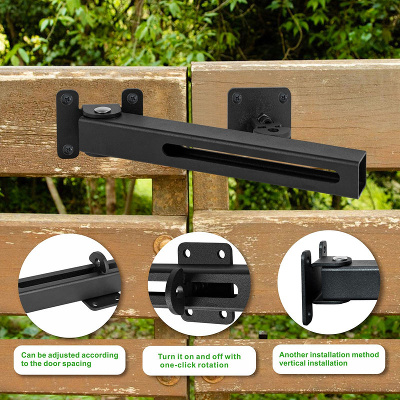 Flip Gate Latch Lock with Padlock Hole, Safety Door Bolt Latch Lock Heavy Duty Adjustable Door Latch, 8" Barn Door Lock, Suitable for Outdoor Wooden Fence, Swing Doors, Sheds, Patio Latches Black 1