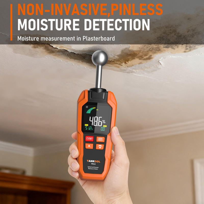 Pinless Moisture Meter with Ball Probe for Non-Destructive Area Scans for Walls & Drywall | Digital Moisture Detector,Measuring Depth 5-40mm Digital Moisture Meter Built-in Flashlight