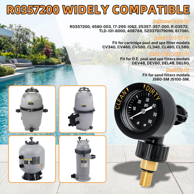 R0357200 Air Gauge Release Valve Assembly, Compatible with Jandy and Zodiac CV, CL, DEV, DEL, JS Series Pool and Spa Cartridge Filters