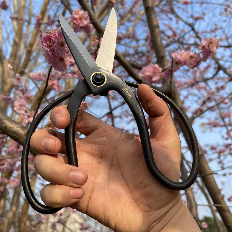 8 Inch Full-Steel Forged Precision Long Ohkubo Garden Shears – Ultra-Sharp Bypass Pruner for Delicate Shoots & Leaves