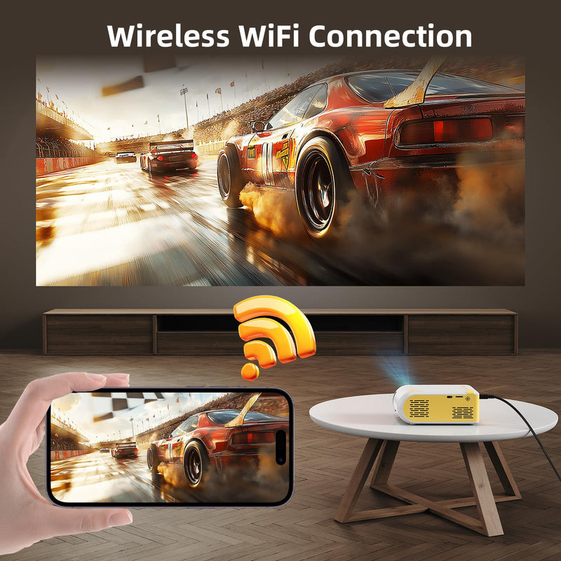 KSAN Mini Projector, Projector with WiFi and Bluetooth, 1080P Support Movie Projector with Built-in Speaker, Compatible with Smartphone, HDMI, USB, AV, Fire Stick, PS5 for Home, Bedroom, Outdoor Use 240ANSI