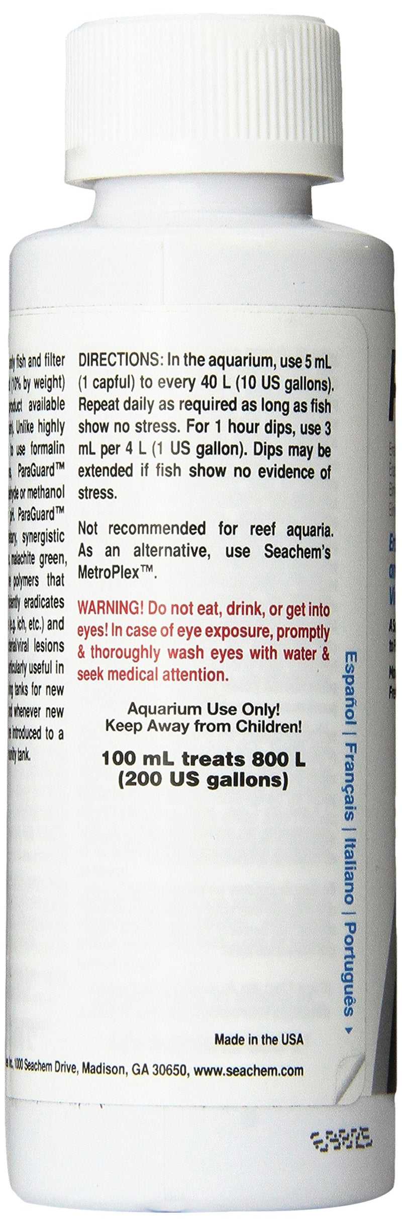 Seachem ParaGuard 100ml - PawsPlanet Australia