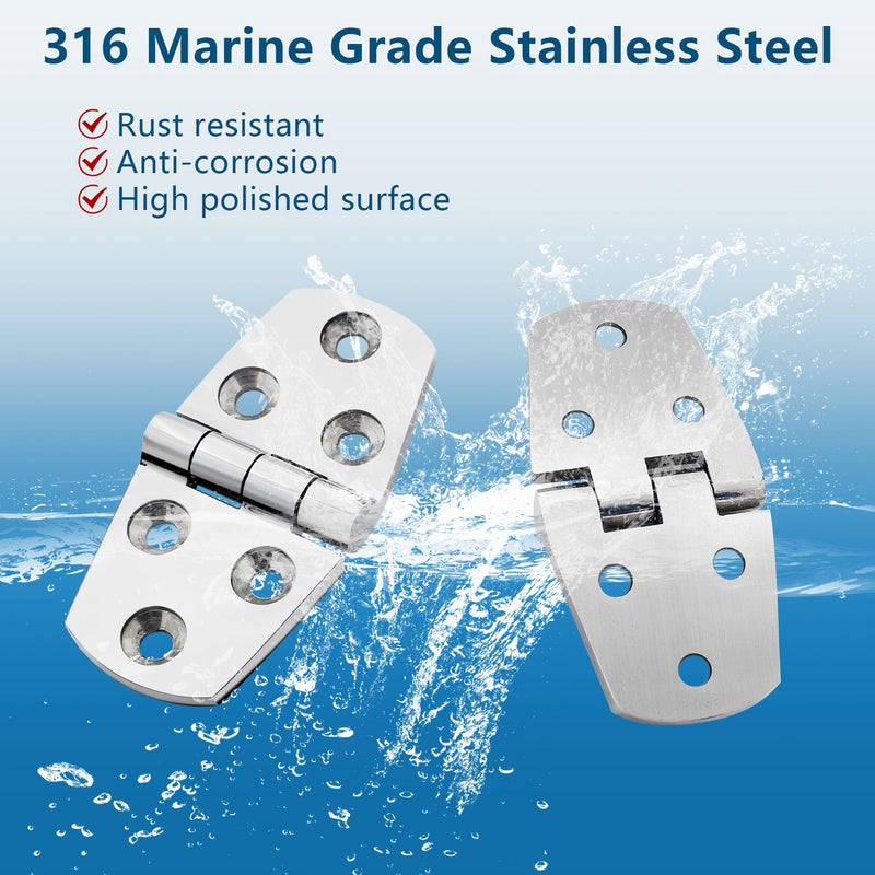 316 Stainless Steel Boat Hatch Hinges,3 inch x 1-1/2 inch (76 x 38mm) Polished Marine Hinge,Marine Heavy Duty Stainless Steel Hinges with Screws,for Boats,Yachts,Doors,Deck,Windows,Cabinets (4 Pack) 3 inch x 1-1/2 inch-4Pack