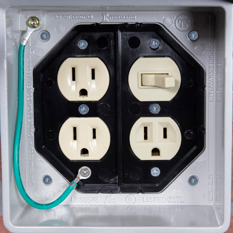 Intermatic WP1030MXD Extra-Duty Weatherproof Outdoor Outlet Cover - 3-1/8" Deep Dual Gang - Die Cast Construction for in-Use Protection