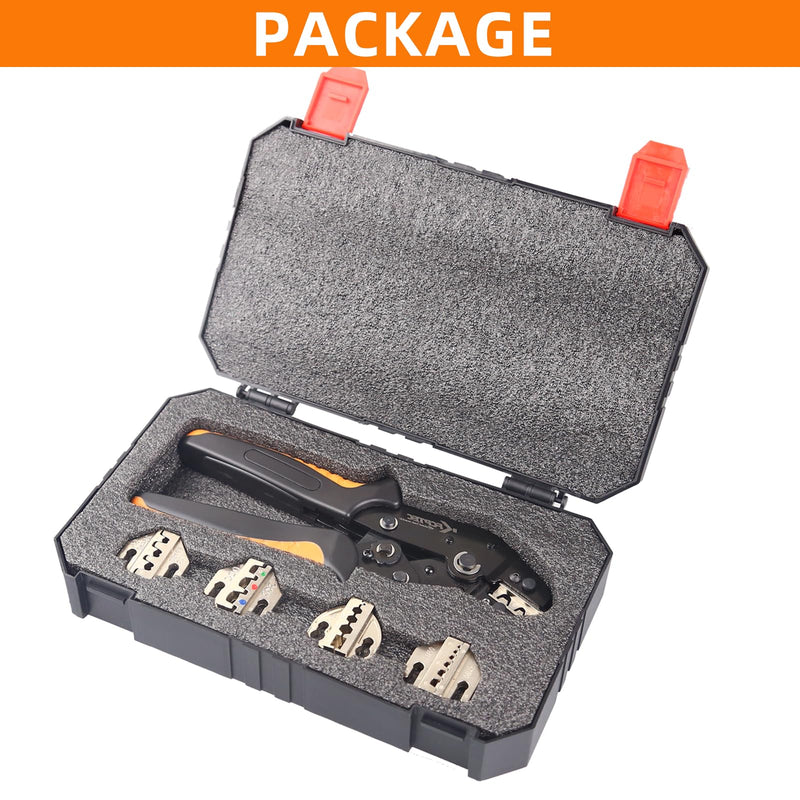 KF CPTEC 6PCS Multi-functional Wire Crimping Tool with Quick-Change Jaws for Spade, Insulated & Non-insulated Terminals, Ferrules, Solar Connectors, Coaxial Cables for Pro Electrical Repairs 6PCS Multi-functional Crimping Tool