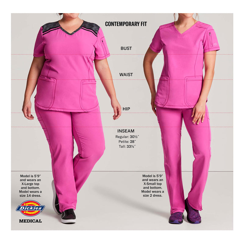 Dickies EDS Essentials Scrubs, V-Neck Womens Tops with Four-Way Stretch and Moisture Wicking DK615 Medium Black