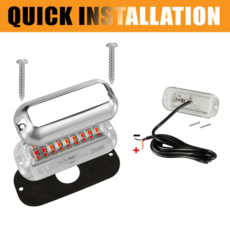 Marine LED Lights, Surface Mount 4 Inch Boat Kayak Fishing Stainless Steel Cabin Deck Courtesy Lights, Waterproof Underwater Transom Stern Anchor Light for Pontoon Yacht Sailboat 12V 24V, 2 Red Beam