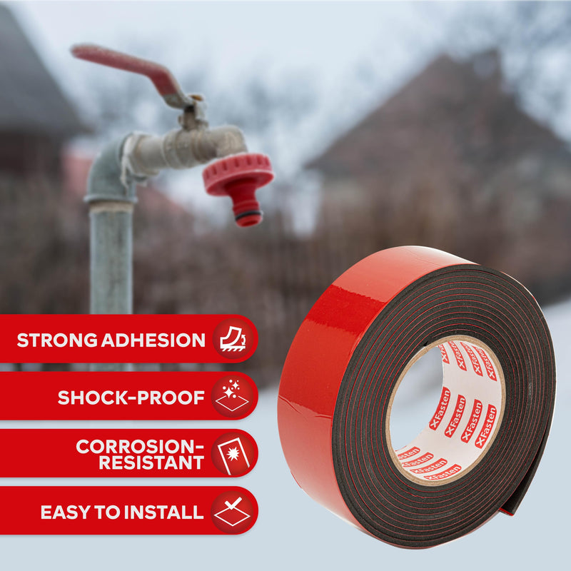 XFasten Foam Pipe Insulation Tape 2 Inch x 15 Feet Heavy-Duty AC Line Insulation Outdoor Pipe Wrap Tape AC Pipe Insulation Outdoor Pipe Insulation Wrap Tape HVAC Line Insulation Pipe Wrap Around Tape