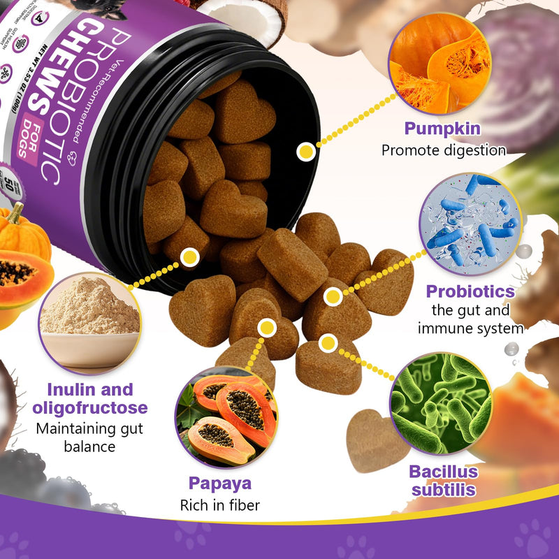 Probiotics for Dogs Dog Probiotics for Digestive Health Gut Health for Dogs Probiotic Dog Chews Probiotics for Dogs Immune Support Chicken Flavor 50ct