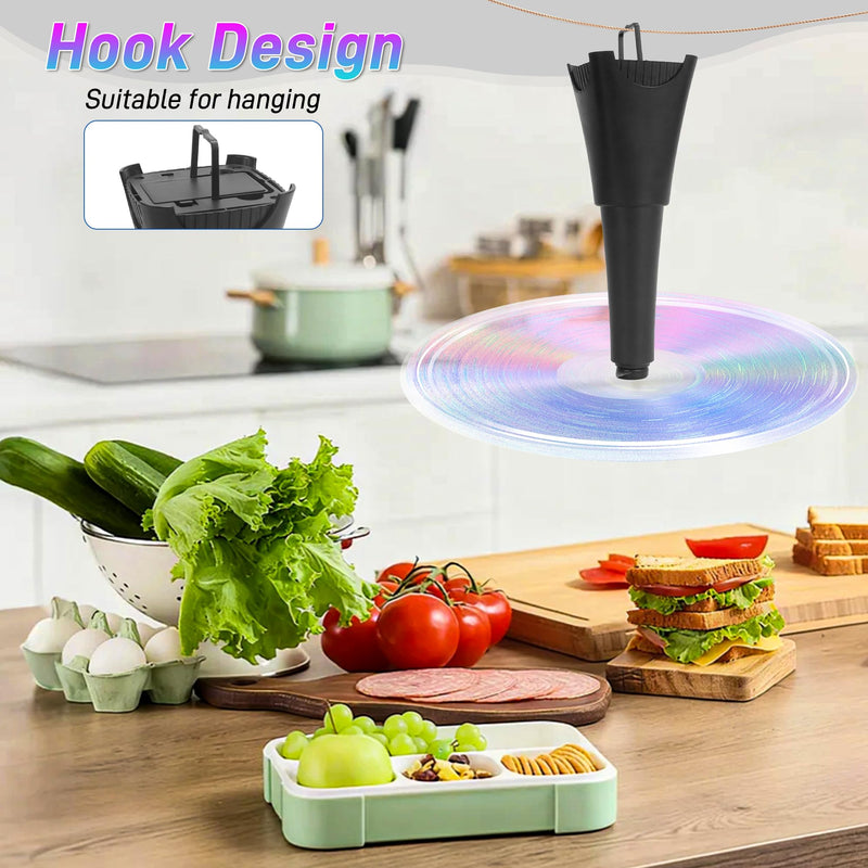 6 Packs Food Fans for Tables, AA Battery Powered, Portable Table Fans with Holographic Blades and Hook, Table Food Spinner Quiet for Picnic Home Party BBQ, Black