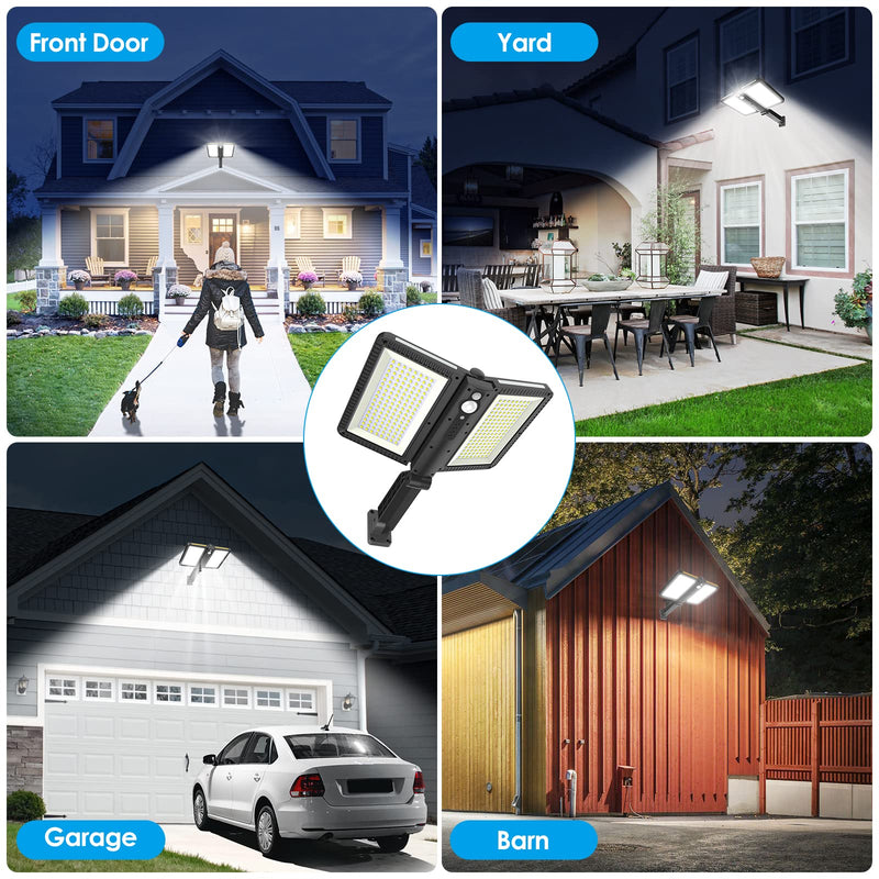ropelux Solar Flood Lights Outdoor, 6000LM High Brightness Motion Sensor Outdoor Lights,IP65 Waterproof and 5 Modes, Wider Illuminated Area LED Solar Lights for Garden Patio Street Black 1 Pc