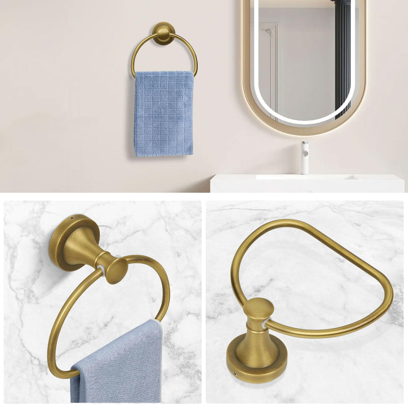 Brass Bathroom Hand Towel Holder, Antique Brass Towel Ring Holder, Wall Mounted Towel Rack Hanger Home Half Round Bathroom Hardware Accessory Modern