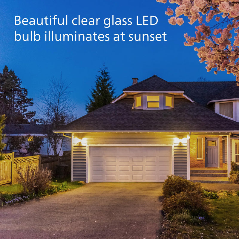 PHILIPS LED 60W A19 3-Pack Dusk to Dawn Soft White (2700K) 800 Lumen (7.2W = 60W) Clear Flicker-Free Light Bulbs 3 Pack