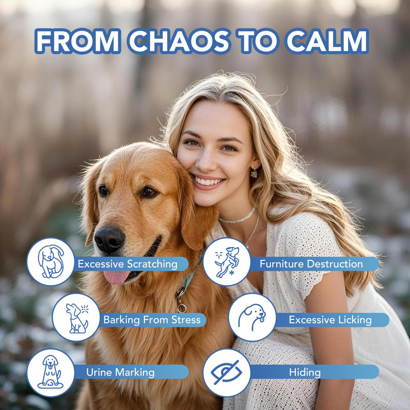 Adanced 180 Day Dog Calming Diffuser, Calming Pheromones Diffuser Kit Appeasing Pheromone Diffuser to Calm (6Refill+Interactive GiftCard) for Anxiety Relief Reduce Aggression Fighting Barking Stress