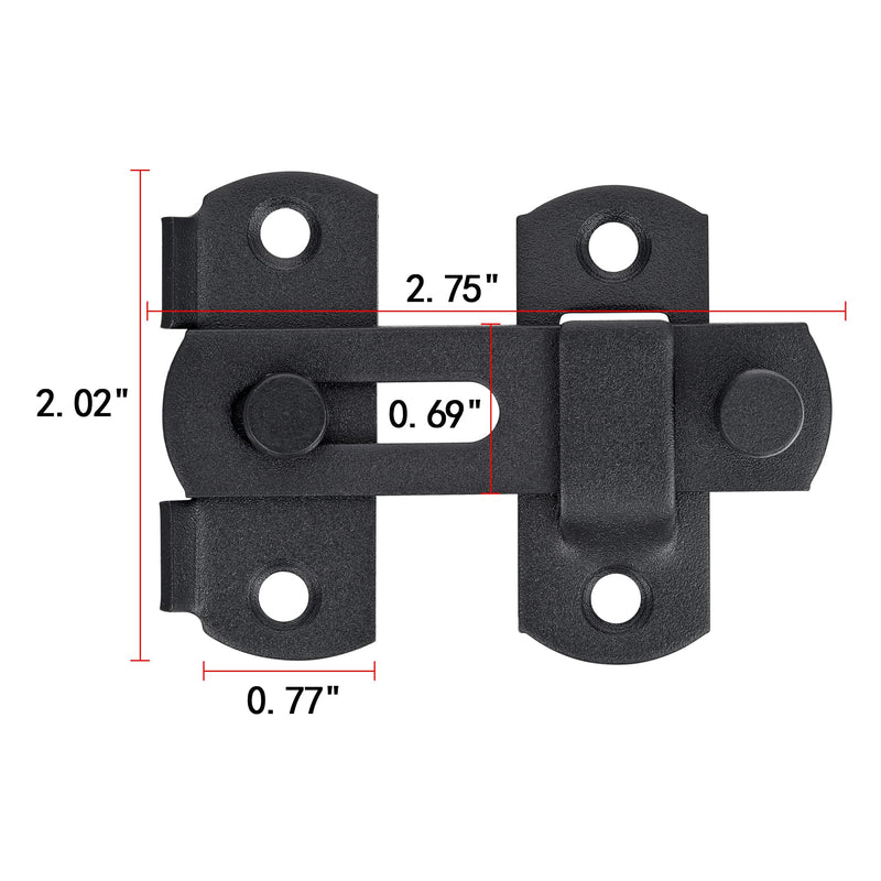 4 Packs Barn Door Latches，2.75” x 2.02” Matte Black Stainless Steel barn gate flip Door Latch Bi-fold Door Lock,Sliding Door Gate Latches Antique Lock Wine Cabinet Closet Door Latches Small_Matte Black 4